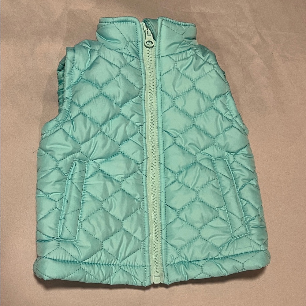 Lightning Bug Baby Quilted Vest Jacket Aqua Size 18 Months 2 front pockets